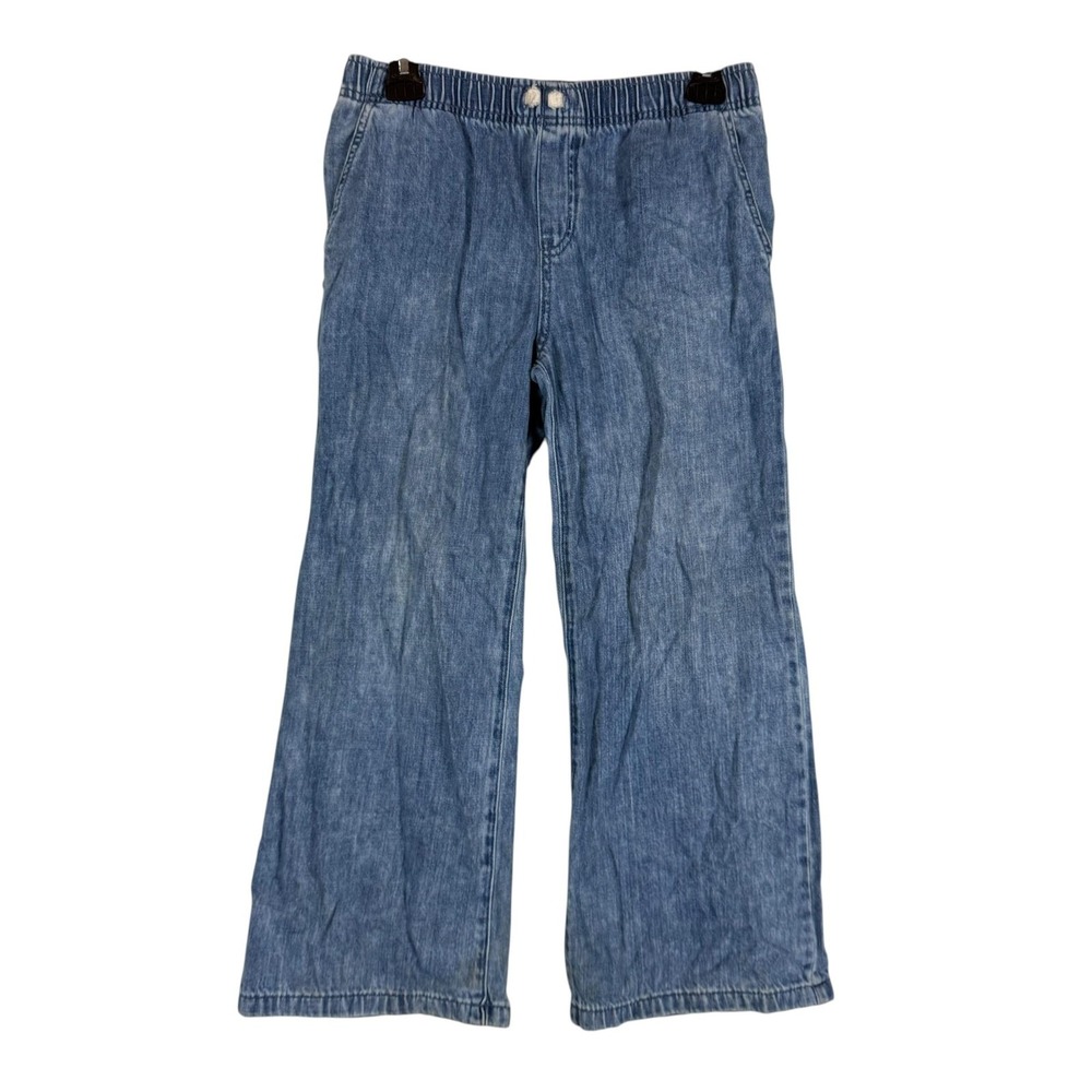 Cat & Jack Jeans Girls 14 Blue Wide Leg Pull On Elastic Waist Denim Casual